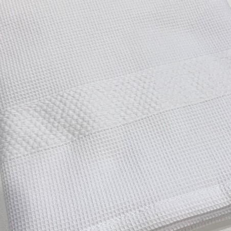 Set von 1+1 Handtüchern für das Badezimmer Cavalieri Morgan in Waffeloptik, Farbe Weiß