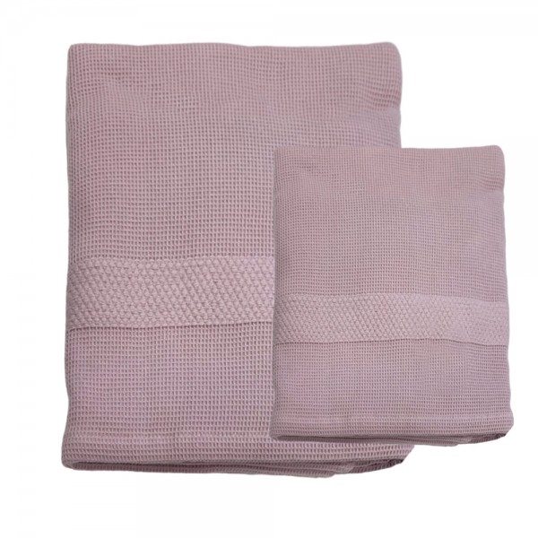 Lot de 1+1 Serviettes de Bain Cavalieri Morgan en nid d'abeille, couleur Rose Antique