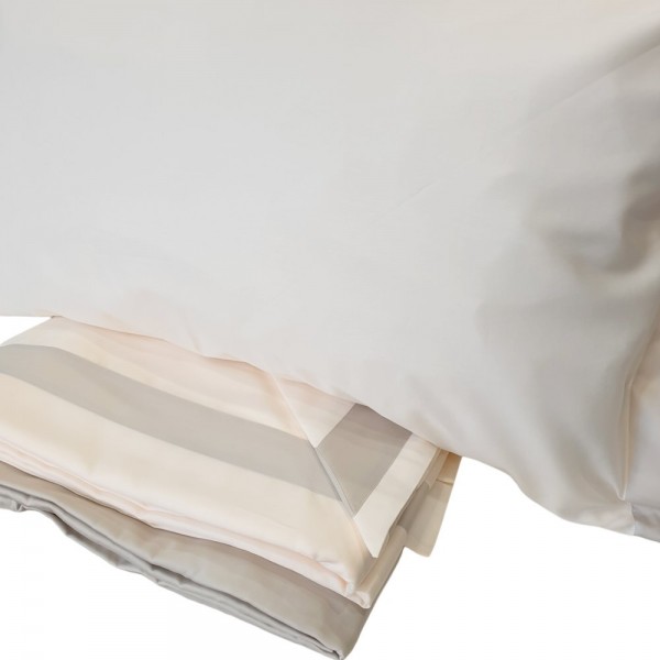 Komplette Bettwäscheset Cavalieri Raffaello für ein Doppelbett aus Satin in der Farbe Elfenbein