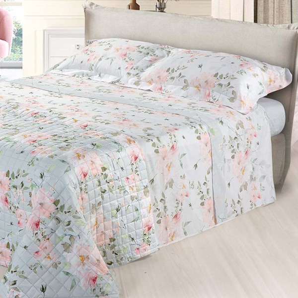 Komplette Bettlaken-Set Cavalieri Imprimes für ein Doppelbett in der Farbe Roseline