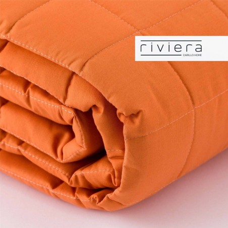 Couvre-lit pour lit double en coton Carillo Paint Madapolam couleur orange - nouveau tourterelle