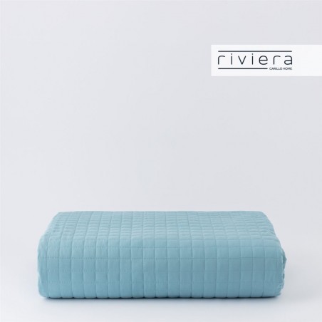 Steppdecke aus Mikrofaser für Einzelbett und halbes Bett Carillo Passepartout Couleur Denimblaue Farbe