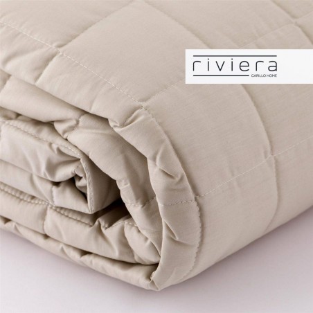 Couvre-lit pour lit une place et demie en coton Carillo Paint Madapolam couleur tourterelle - ivoire
