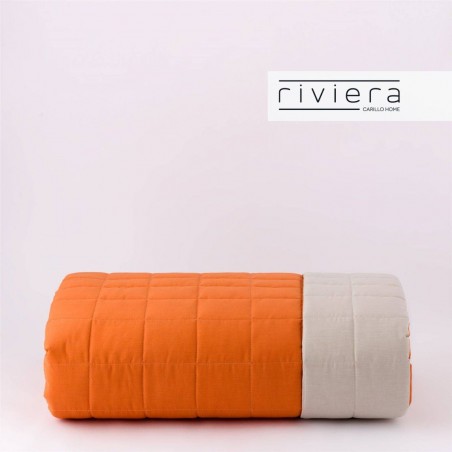 Couvre-lit pour lit simple en coton Carillo Paint Madapolam couleur orange carotte - nouveau tourterelle