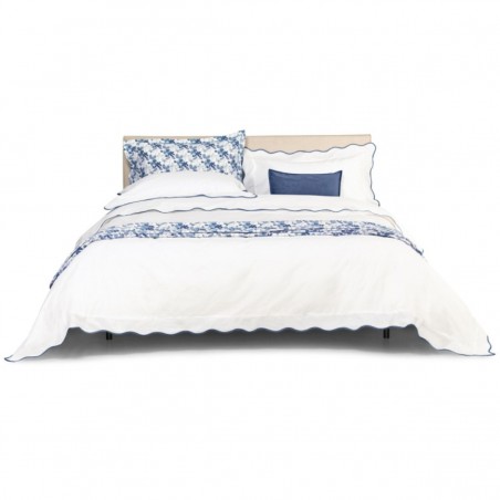 Completo lenzuola letto matrimoniale Fazzini Naviglio colore bianco+blu