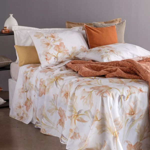 Completo lenzuola copriletto letto Matrimoniale Carillo Riviera Mirabilia colore Cammello