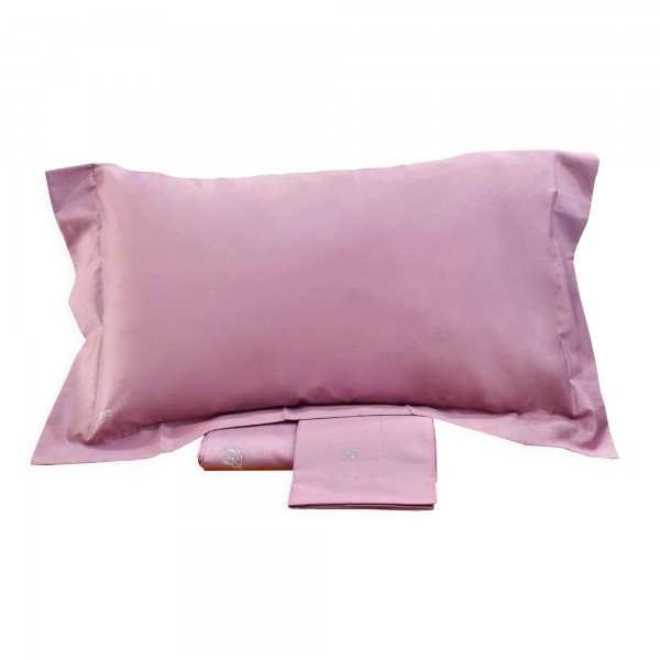 Bettwäscheset für Doppelbett Blumarine Lory aus Baumwollsatin in der Farbe Fard