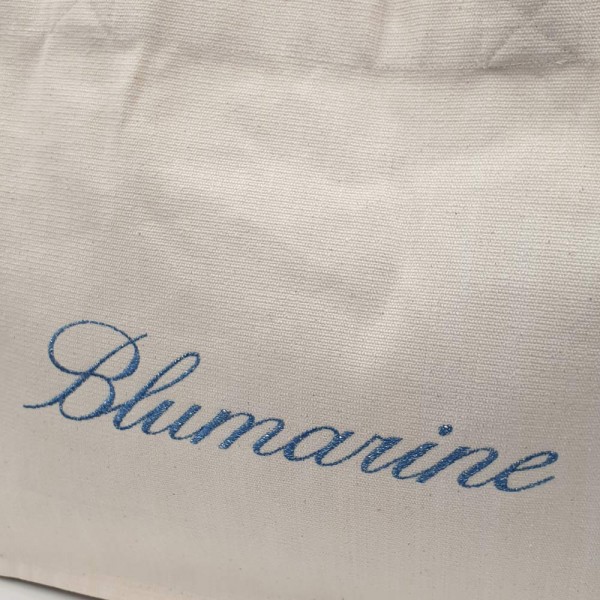 Strandtasche aus Blumarine GABARDINE in Beige mit hellblauer Schrift