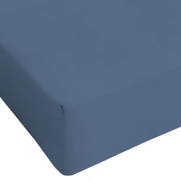 Spannbettlaken für Doppelbett mit Eckgummis Ehebett Cavalier Logan in Jersey farbe denim