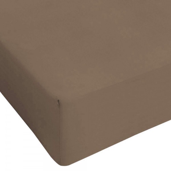 Drap-housse pour lit double avec coins Logan en jersey couleur taupe