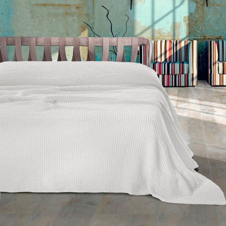 Doppelbett-Cover mit Waffelmuster Cavalieri Lisbona in der Farbe Weiß