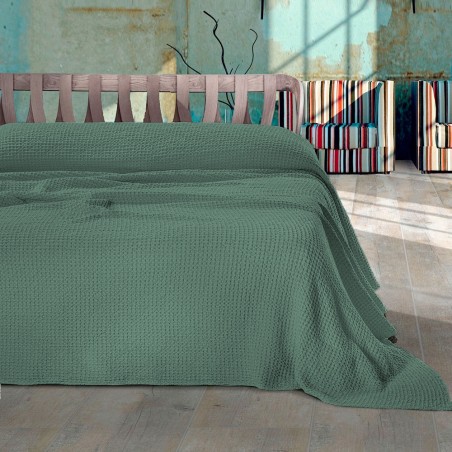 Doppelbett-Cover mit Waffelmuster Cavalieri Lisbona in der Farbe Moos