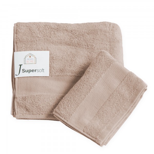 Paire de serviettes visage + invité Andrea Home JSuperSoft Beige