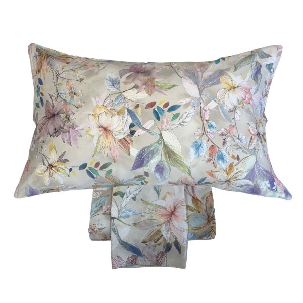 Parure lenzuola matrimoniale in raso Andrea Home Beige