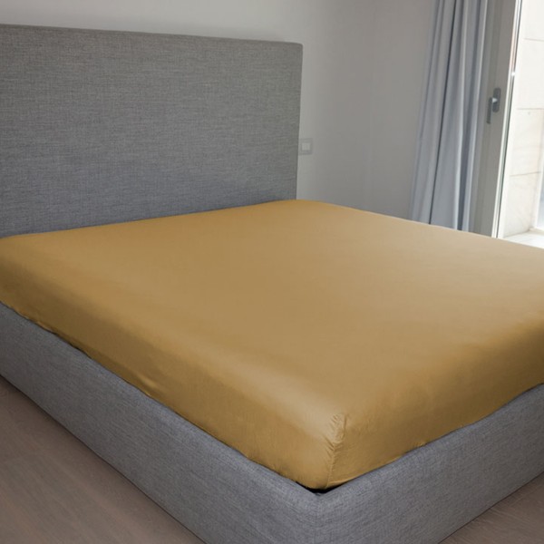 Lenzuola sotto con angoli letto matrimoniale 180x200 Cavalieri Lara in cotone colore Giallo