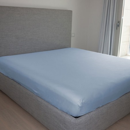 Lenzuola sotto con angoli letto matrimoniale 180x200 Cavalieri Lara in cotone colore Azzurro