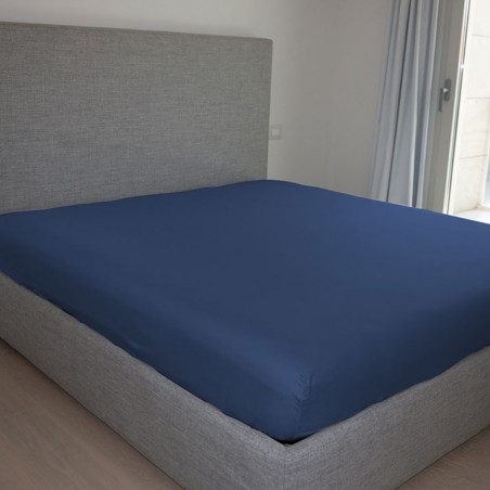 Lenzuola sotto con angoli letto matrimoniale 180x200 Cavalieri Lara in cotone colore Blu