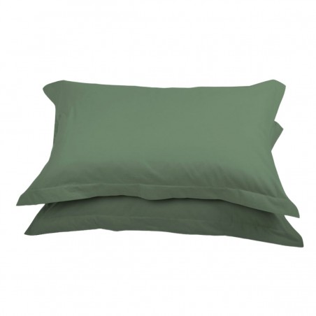 Coppia di federe in cotone Cavalieri Lara in tinta unita colore Verde oliva