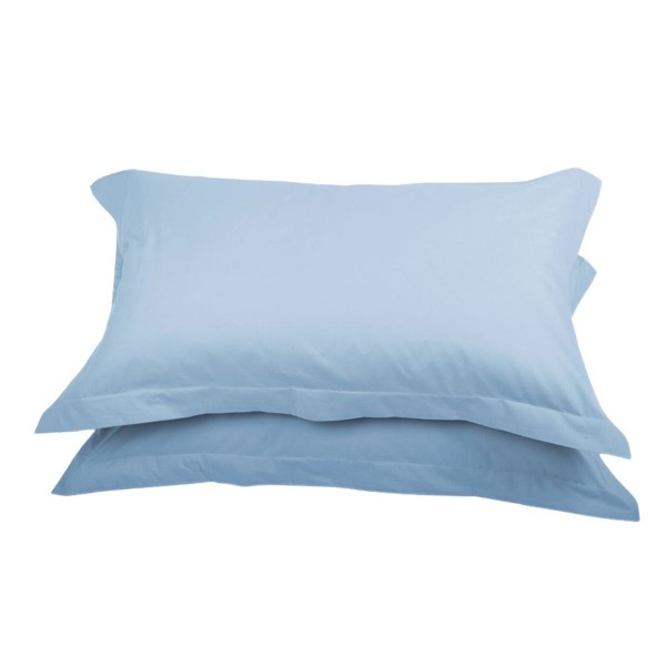 Coppia di federe in cotone Cavalieri Lara in tinta unita colore Azzurro