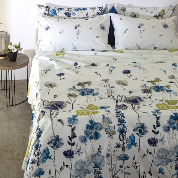 Completo lenzuola matrimoniale Cogal Day Dream Blue Cielo