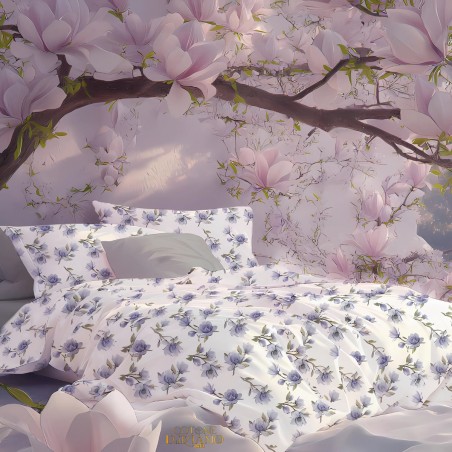 Completo lenzuola matrimoniale Egiziano Magnolie lavanda