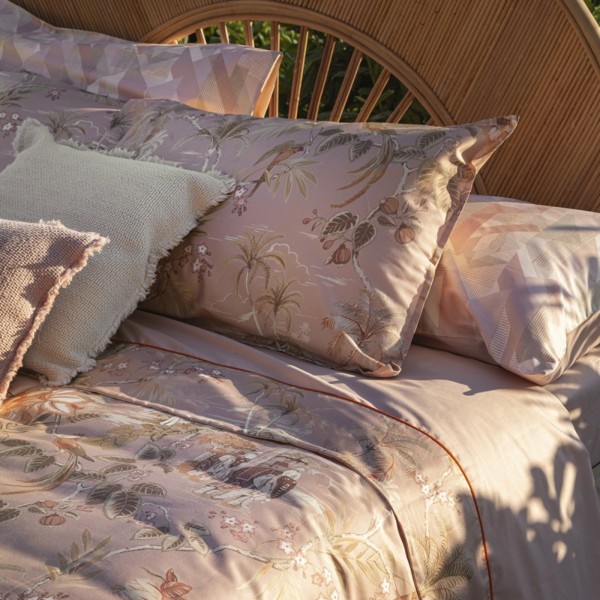Completo lenzuola matrimoniale Fazzini Oriental Dream rosa