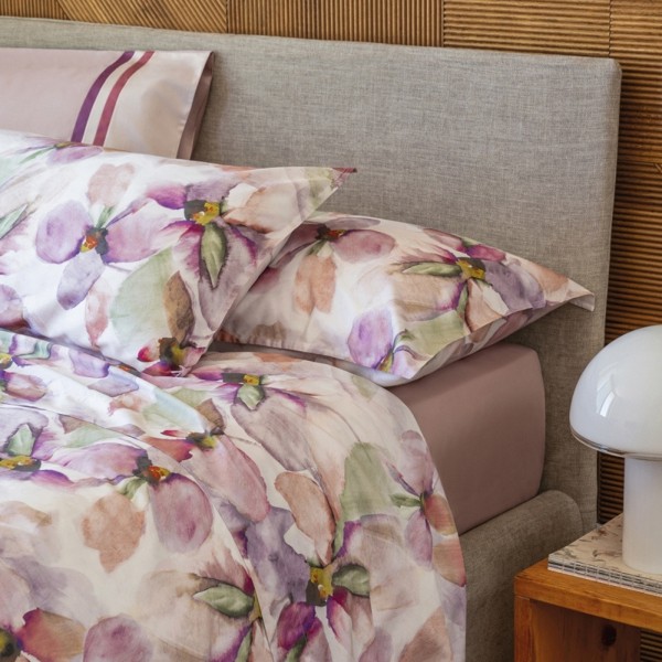 Completo lenzuola matrimoniale Fazzini Trasparenze rosa