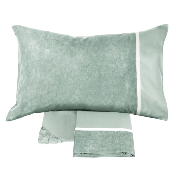 Completo lenzuola piazza e mezza flanella Fazzini Galuchat gray green