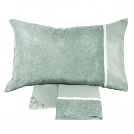 Completo lenzuola piazza e mezza flanella Fazzini Galuchat gray green