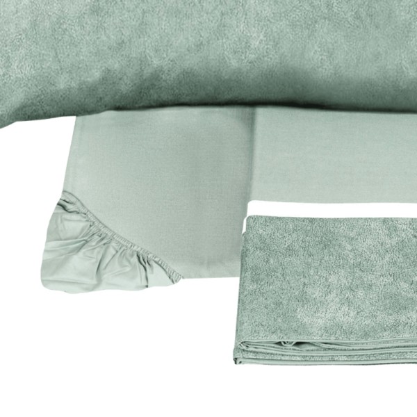 Completo lenzuola piazza e mezza flanella Fazzini Galuchat gray green