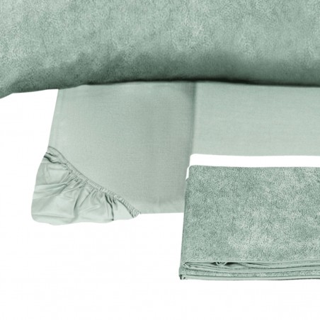 Completo lenzuola piazza e mezza flanella Fazzini Galuchat gray green
