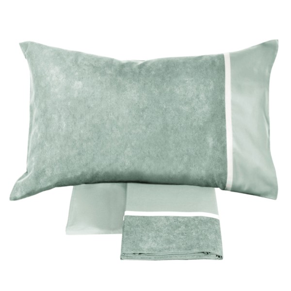 Completo lenzuola piazza e mezza flanella Fazzini Galuchat gray green