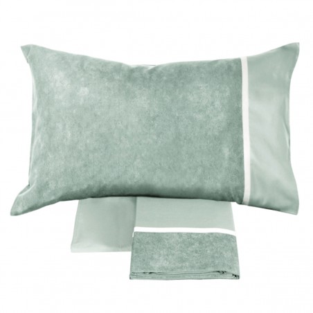 Completo lenzuola piazza e mezza flanella Fazzini Galuchat gray green