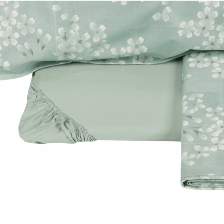 Completo lenzuola matrimoniale Flanella Kimono gray green