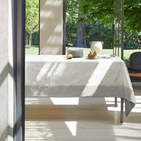 Tovaglia cm 180x180 Fazzini Cornici avorio + travertino