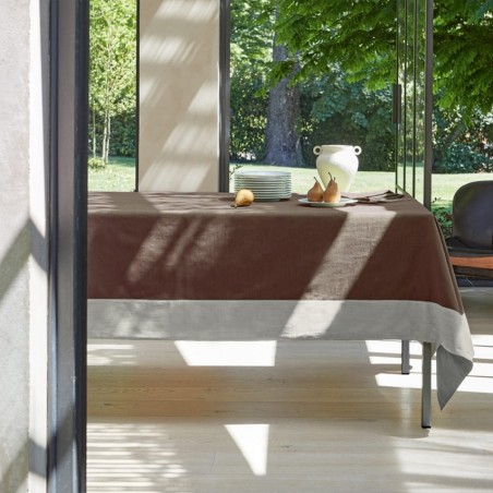 Tovaglia cm 180x180 Fazzini Cornici corteccia + travertino