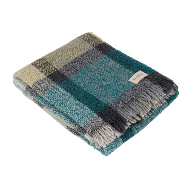 Plaid cm 130x170 Fazzini Bouclé verde+petrolio