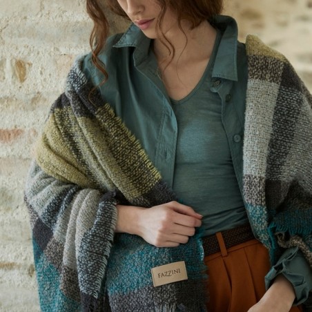 Plaid cm 130x170 Fazzini Bouclé verde+petrolio