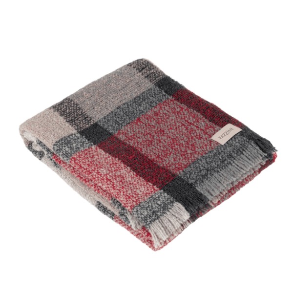 Plaid cm 130x170 Fazzini Bouclé cammello + rosso