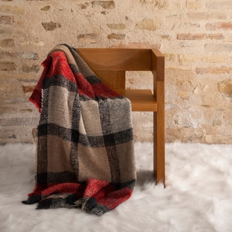 Plaid cm 130x170 Fazzini Bouclé cammello+rosso