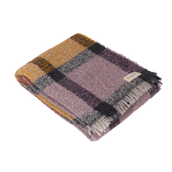 Plaid cm 130x170 Fazzini Bouclé senape + purple