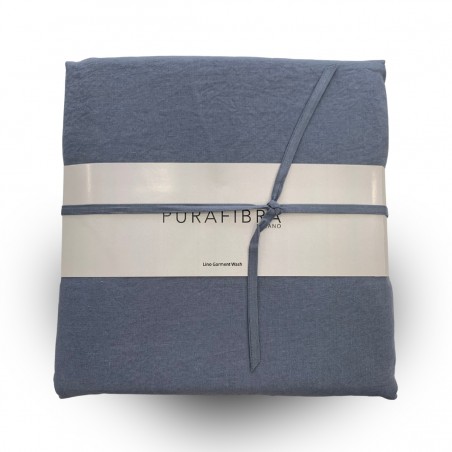 Completo lenzuola matrimoniale in lino Uno Jenny blu navy