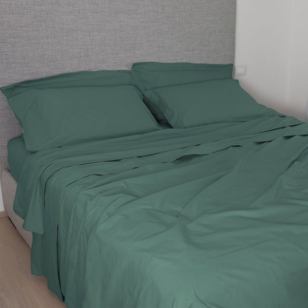 Lenzuolo sopra letto matrimoniale in cotone cm 250x280 Cavalieri Lara colore Bosco