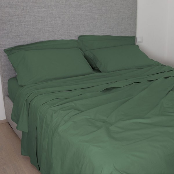 Lenzuolo sopra letto matrimoniale in cotone cm 250x280 Cavalieri Lara colore Verde oliva