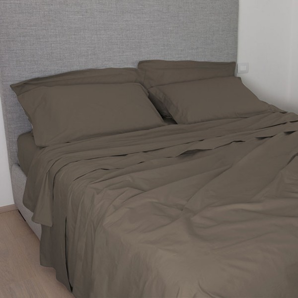 Lenzuolo sopra letto matrimoniale in cotone cm 250x280 Cavalieri Lara colore Tortora