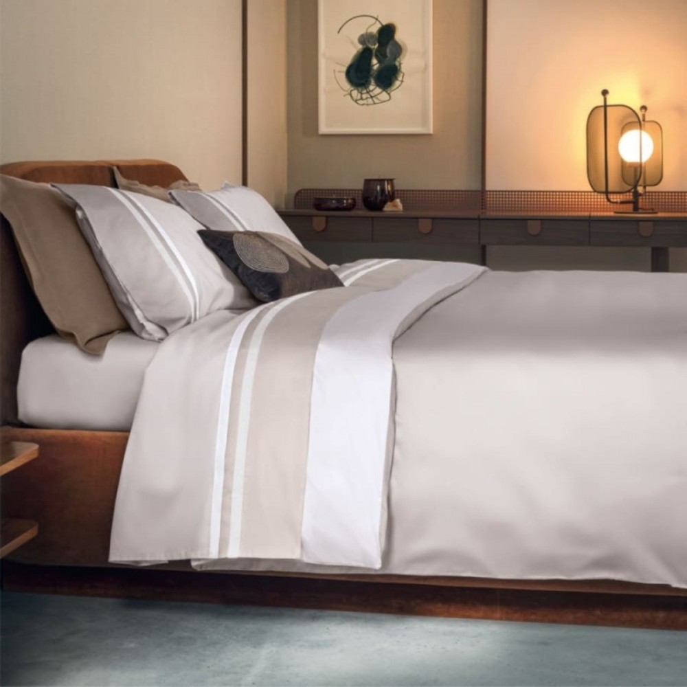 Completo lenzuola Matrimoniale Fazzini kubric 60 grigio/avorio