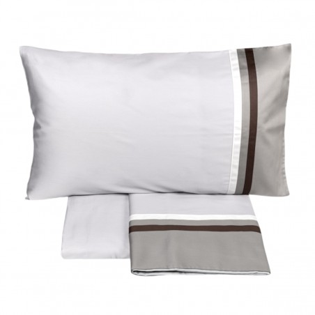 Completo lenzuola Matrimoniale Fazzini kubric 60 grigio perla/grigio