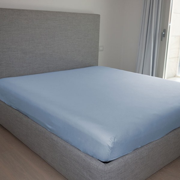 copy of Lenzuola sotto con angoli letto matrimoniale 180x200 Cavalieri Lara in cotone colore Azzurro