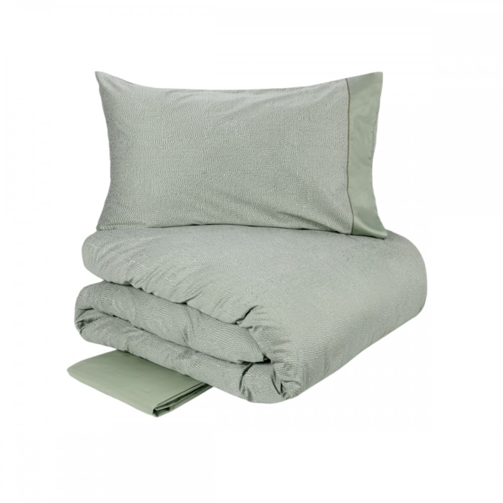 Completo Copripiumino Matrimoniale Fazzini Sashiko Verde