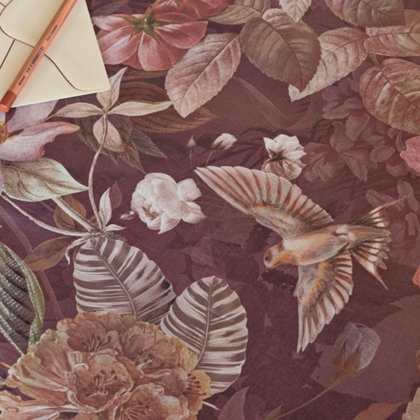 Parure copripiumino Fazzini protea Matrimoniale burgundy-malva